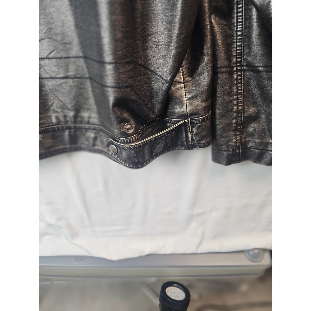 Machine Type Field Apparel Mens XXL Faux Leather Moto Jacket Metallic Pewter Zip - Picture 13 of 14